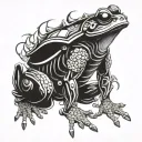 samurai frog atached tattoo design idea