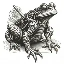 samurai frog atached tattoo design idea