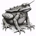 samurai frog atached tattoo design idea