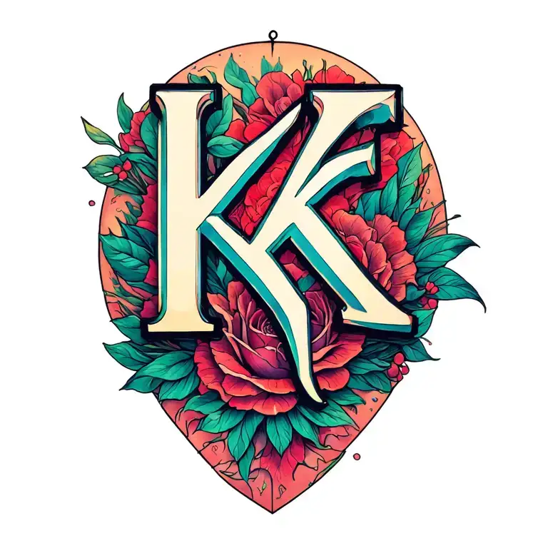 the letters k, v, e, and r tattoo design idea