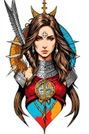 a Christian valkyrie warrior woman tattoo design idea