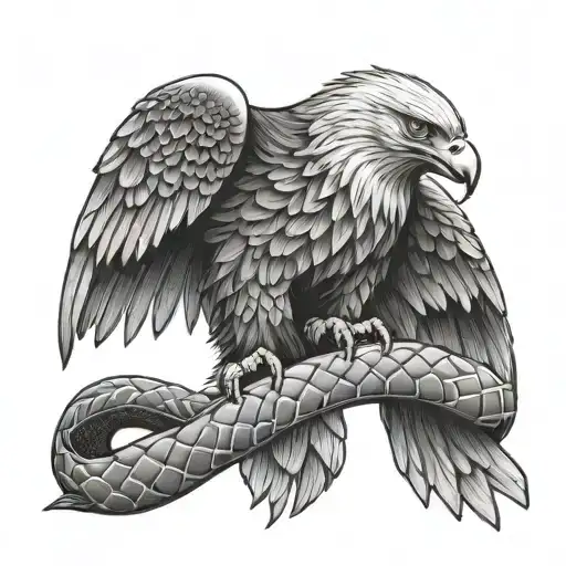 eagle with snake tattoo design idea