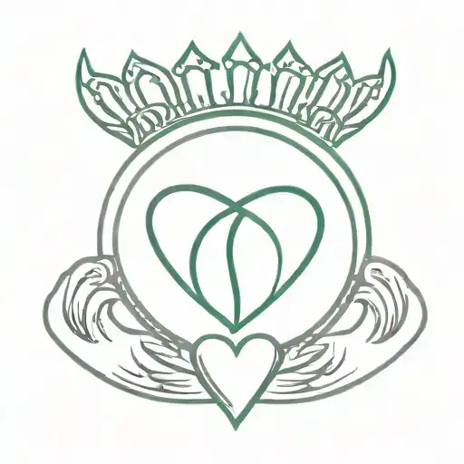 irish claddagh fine line with irish detaling around  tattoo design idea