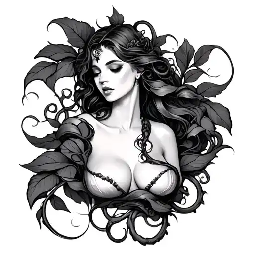 sexy vines wrapping tattoo design idea