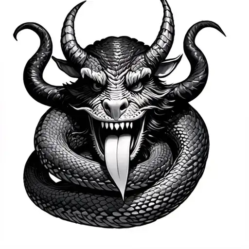 Krampus tounge into a snake tattoo design idea