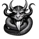 Krampus tounge into a snake tattoo design idea