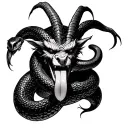 Krampus tounge into a snake tattoo design idea