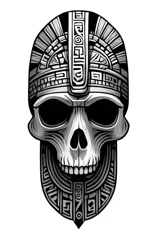 skull Animal Mayan hieroglyphics tattoo design idea