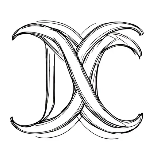 Letter D and C intertwined with infinite sign tattoo design idea