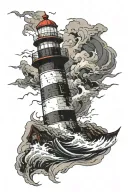 Lighthouse stormy condition tattoo design idea