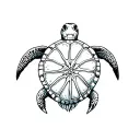 turtle with a sand dollar shell pattern tattoo design idea