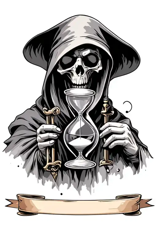 Grim Reaper Holding Hourglass tattoo design idea