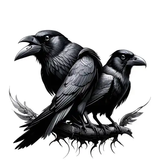 2 Ravens Huginn and Muninn tattoo design idea