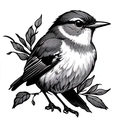 wren bird tattoo design idea