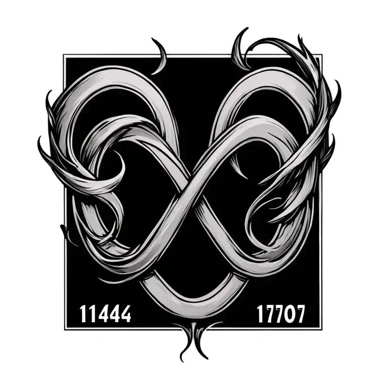 infinity symbol with number 11464 and 11707 tattoo design idea