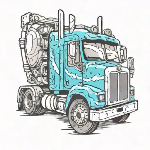 big rig truck tattoo design idea