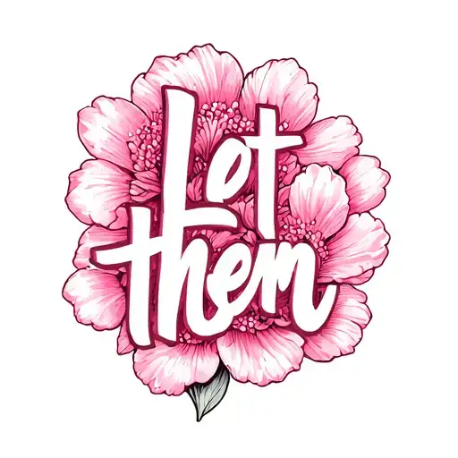 "Let them" "Let them" pink flower intertwined tattoo design idea