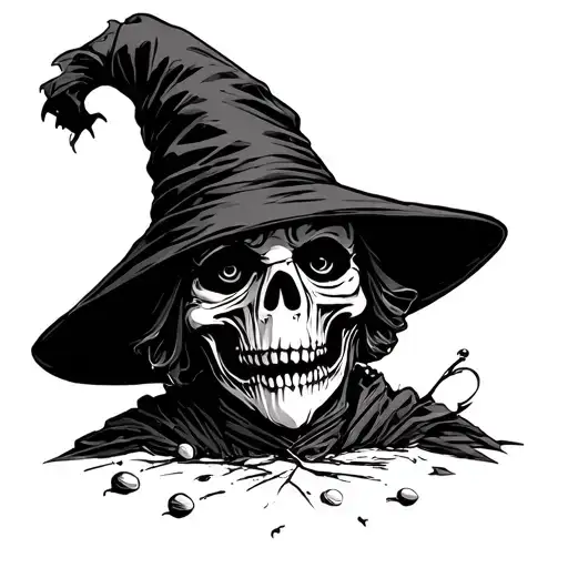 plague doctor in a voodoo doll cartoon style, no skulls tattoo design idea