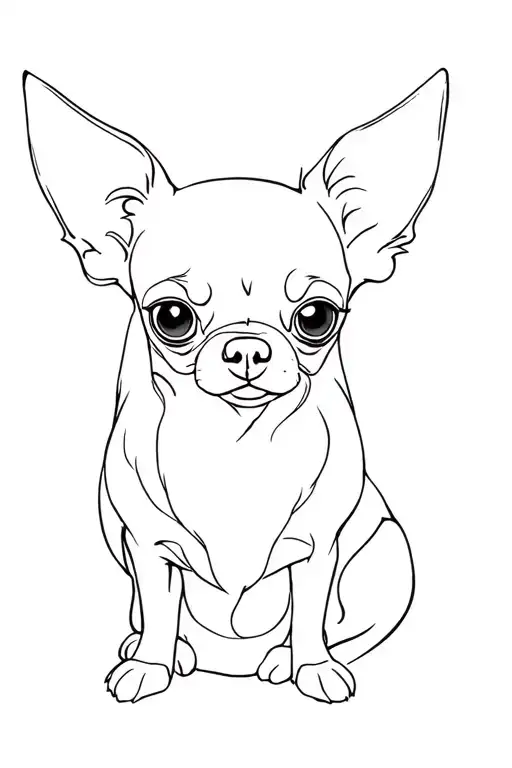 chihuahua long hair big eye looking tattoo design idea