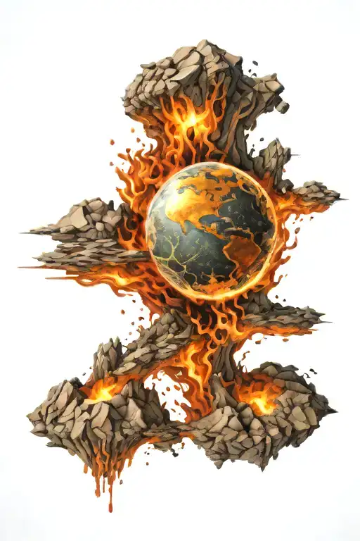 burning planet earth tattoo design idea