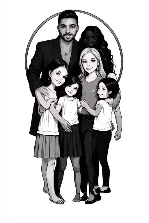 father and 3 daughters tattoo design idea
