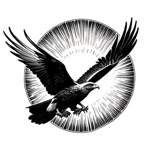 buzzard flying towards the sun tattoo design idea