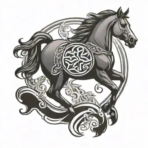 21 july celtic star sign with a horse tattoo design idea