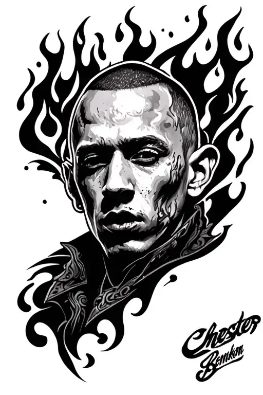 Chester Bennington flames tattoo tattoo design idea
