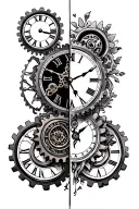 clock split with gears couples tattoo tattoo design idea