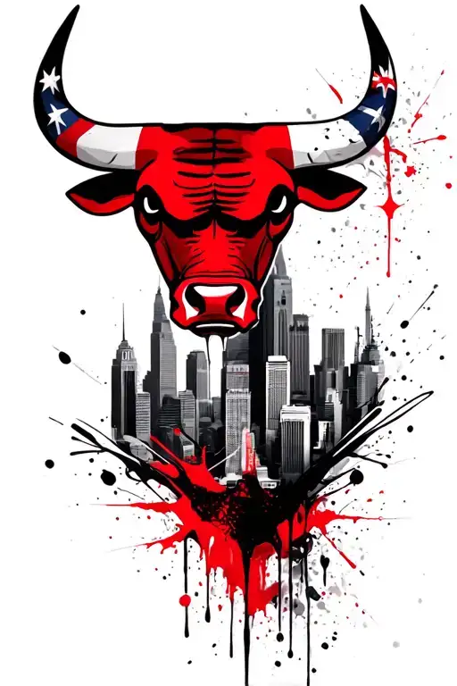 bulls logo chicago skyline chicago flag tattoo design idea