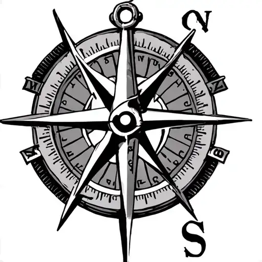 compass directions symbolizing with anchor in middle of it tattoo design idea