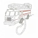 Make me a tattoo with the back of a fire truck, carrying a casket, with a child abuse awareness ribbon tied into it tattoo design idea