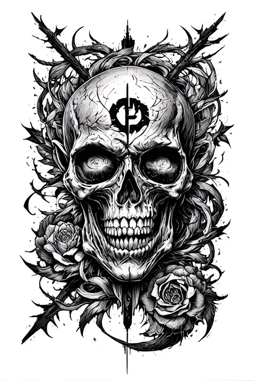 Raw Blackwork Cyber Sigils Gothic Lettering Anatomical Brush Strokes Bold High Contrast Full-Body Horror tattoo design idea