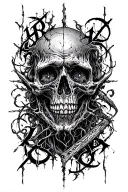 Raw Blackwork Cyber Sigils Gothic Lettering Anatomical Brush Strokes Bold High Contrast Full-Body Horror tattoo design idea