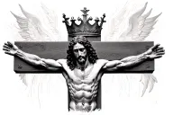 Jesus crucified with a crown tattoo design idea