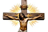 Jesus crucified with a crown tattoo design idea