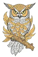 great horned owl wings spread tattoo design idea
