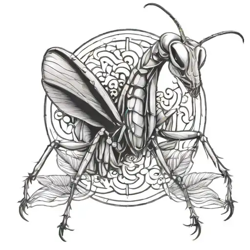 praying mantis scary tattoo design idea
