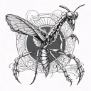 praying mantis scary tattoo design idea