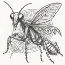 praying mantis scary tattoo design idea