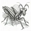 praying mantis scary tattoo design idea