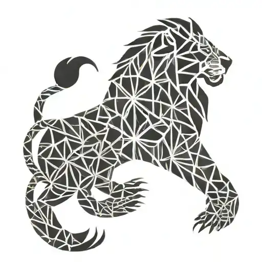 lion surrounded by fire tattoo design idea