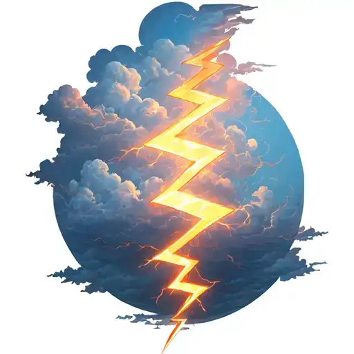 softly shaded lighting bolts and clouds tattoo design idea