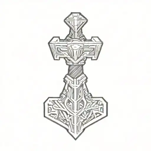 thor's hammer tattoo design idea