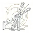 Software code intertwined with cricket stumps and a gun tattoo design idea