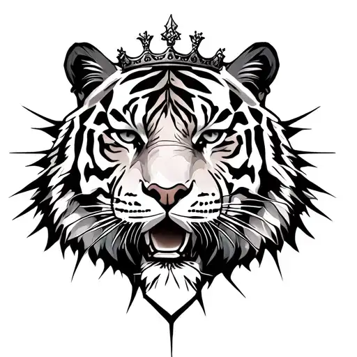 Tiger with broken crown tattoo design idea