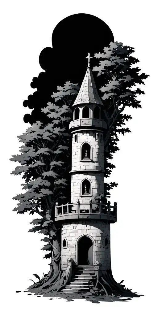 pokemon johto ilex forest and bell tower tattoo design idea