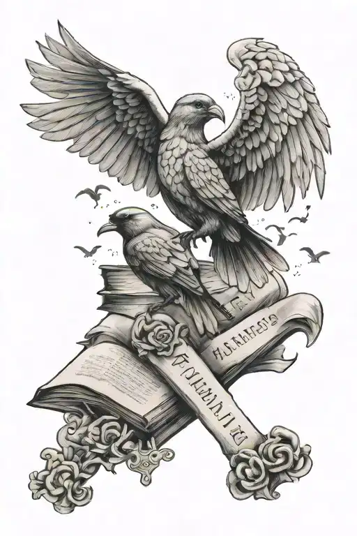 heaven and Bible verses and birds and faith love tattoo design idea