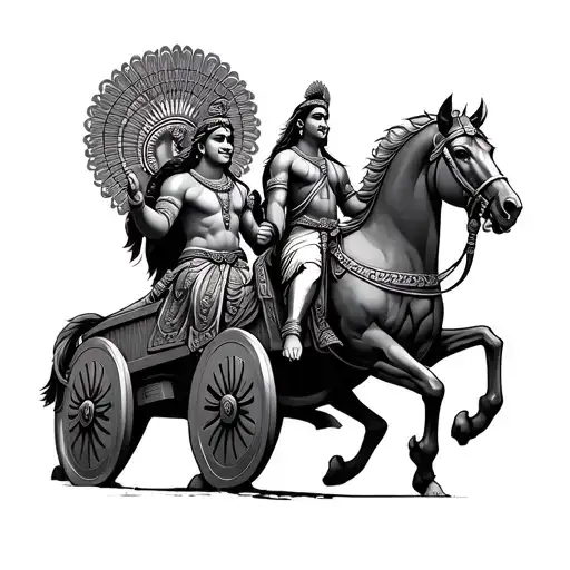 Mahabharat Krishna Arjuna Chariot tattoo design idea