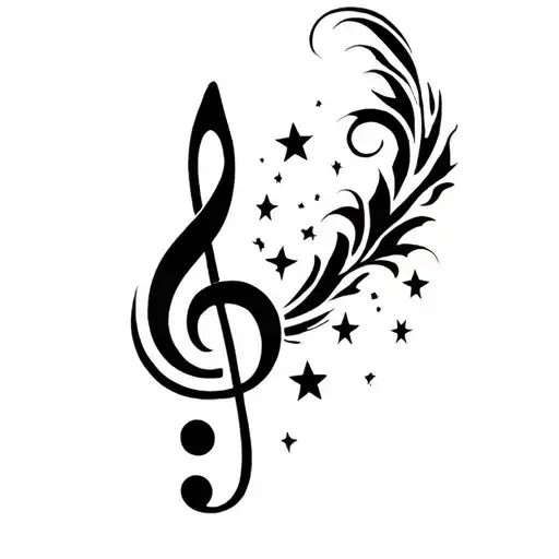 treble clef with stars tattoo design idea